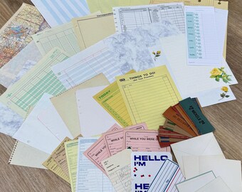 Pakket kortstondige kantoorartikelen: 50+ stuks - vintage papier - vintage junkjournaling