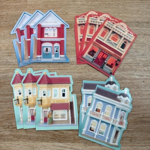 Zestaw starych pustych kartek - Hallmark Nostalgic Houses Hall Brothers - 11 kartek i kopert - Vintage Paper Ephemera