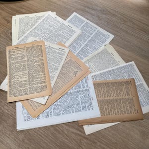 Surtido de páginas de diccionario vintage - Lote de 50 páginas - Papel efímero vintage - Diario basura