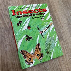 May include: A Whitman Learn About Book titled "Insects: Little Wonders of the World" by Robert N. Webb. The cover features colorful illustrations of various insects, including a butterfly, a caterpillar, a ladybug, and a dragonfly, set against a backdrop of green leaves.