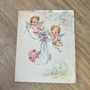 Cartão de boas-vindas vintage para bebê - Vintage Paper Ephemera