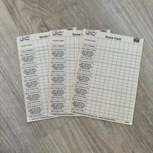 3-częściowy - rocznik 1978 - Arkusze do zapisywania wyników UNO - rocznikowy papier efemeryczny