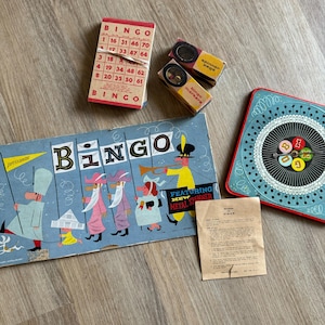 Jogo de tabuleiro vintage - Pressman Toy Co. BINGO - Fabricado nos EUA - Vintage Paper Ephemera