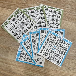 8 piezas - Cartas de juego de BINGO antiguas - Papel efímero antiguo - Junk Journaling