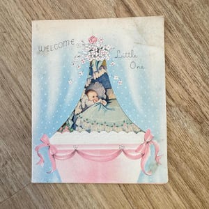 Cartão de boas-vindas vintage para bebê - Vintage Paper Ephemera