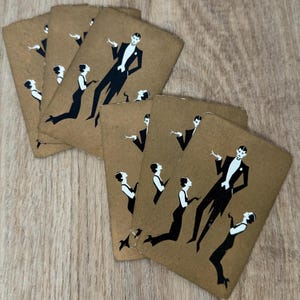 6 Vintage Gentleman mit Damen Spielkarten in Gold - Vintage Papier Ephemera - Junk Journal - Single TW2 Karten