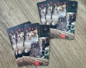 6 Vintage Cat Playing Cards - Vintage Paper Ephemera - Junk Journal - Single Swap Cards