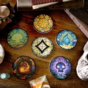Magic: The Gathering – Ceramiczne podstawki z witrażami Mana Lands – zestaw 6 szt.