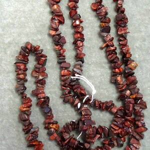 1 Full Strand of Medium Red Tigereye Chips Gemstones Crystals image 1