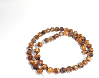 1 Full Strand 8mm Round Tigereye Grade A  Gemstone Crystals