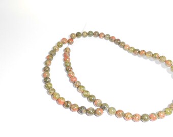 1 Full Strand 6mm Round Unakite Gemstones Crystals