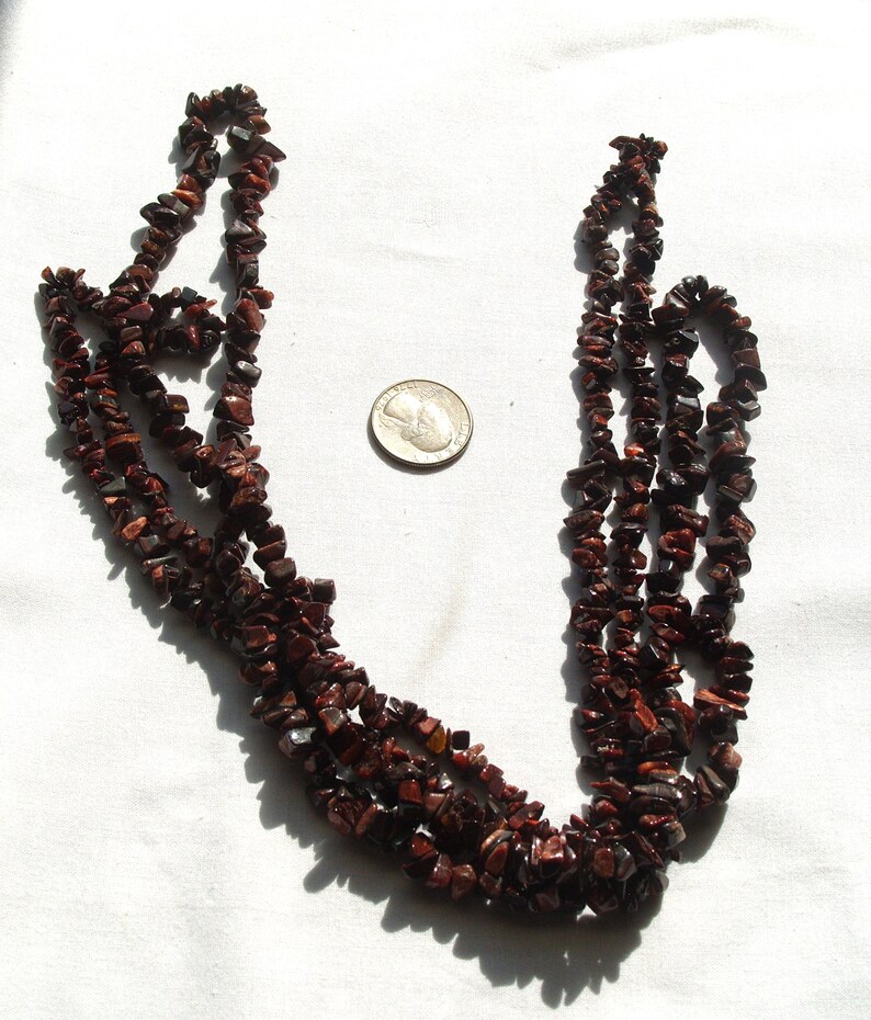 1 Full Strand of Medium Red Tigereye Chips Gemstones Crystals image 2