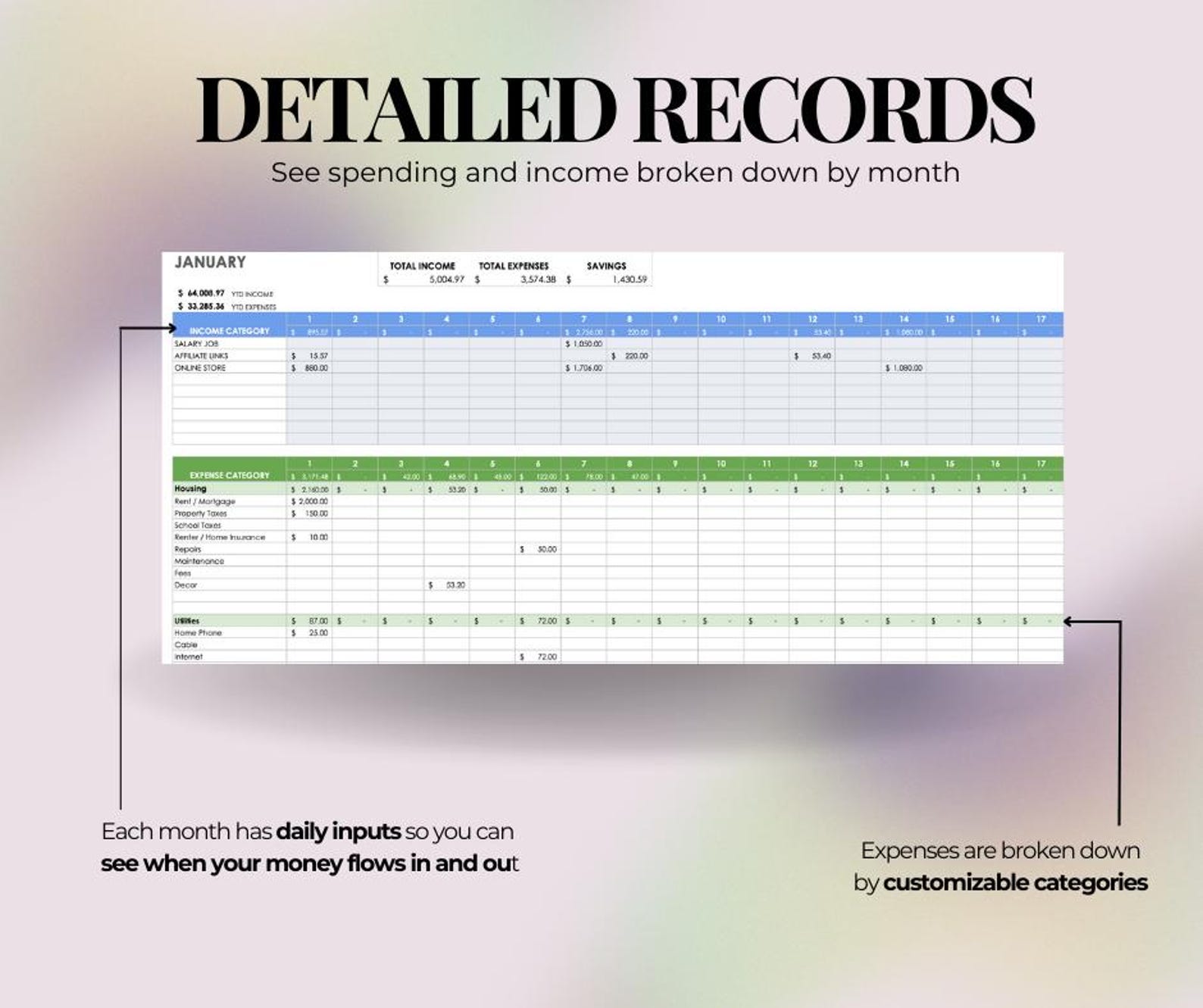 Income and Expense Tracker Template for Google Sheets, Customizable ...