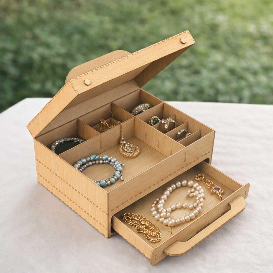 Drawer Box SVG DXF | 3mm Laser Cut Plywood Organizer With Sliding ...