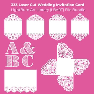 333 Laser Cut Hochzeitseinladungskarte Designs Zitate - LightBurn Art Bibliothek (LBART) Datei Bundle für Glowforge, xTool, Cricut und Gravur