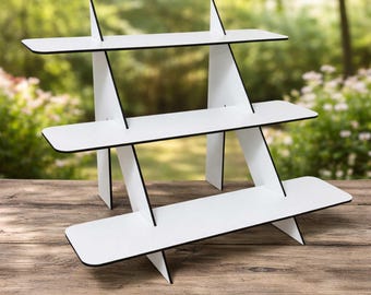 Three Tier Display Stand SVG DXF | Plywood MDF Acrylic Laser Cut Shelf | Countertop Product Display File