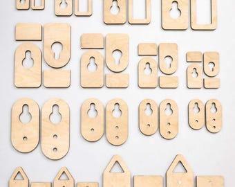 Picture Frame Hooks SVG DXF | 3mm Plywood Mdf Laser Cut Keyhole Hangers | Wall Mount Brackets Template | Glowforge LightBurn CNC Files