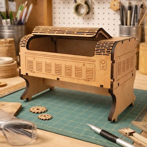 CNC-lasermaskin miniatyr SVG DXF | 3 mm plywood MDF laserskuren modell | Mini CNC-gravördekor | Glowforge LightBurn CNC