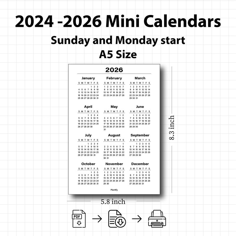 2025 A5 Wall Calendar Etsy