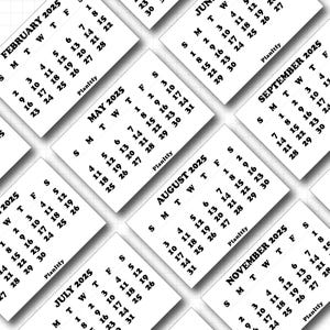 2025-2026 3 x 2 inches mini calendar 2025 2026 printable | mini monthly calendars | Small  monthly calendar | Tiny monthly calendar