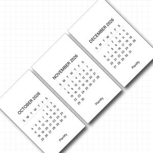 2025 - 2026 3 x 5 inches mini calendar 2025 2026  printable | mini monthly calendars | Small  monthly calendar | Month at a glance
