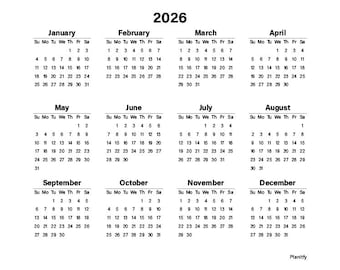 2026-2027 Calendar Printable, A4 Letter Size, Minimalist PDF (Digital Download)