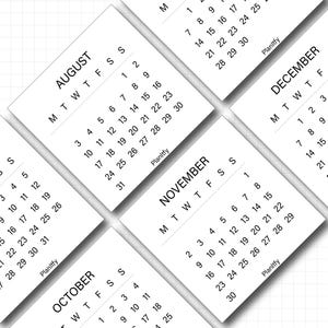 2025 - 2026 3 x 3 inches mini calendar 2025 2026 printable | mini monthly calendars | Small  monthly calendar | Tiny monthly calendar