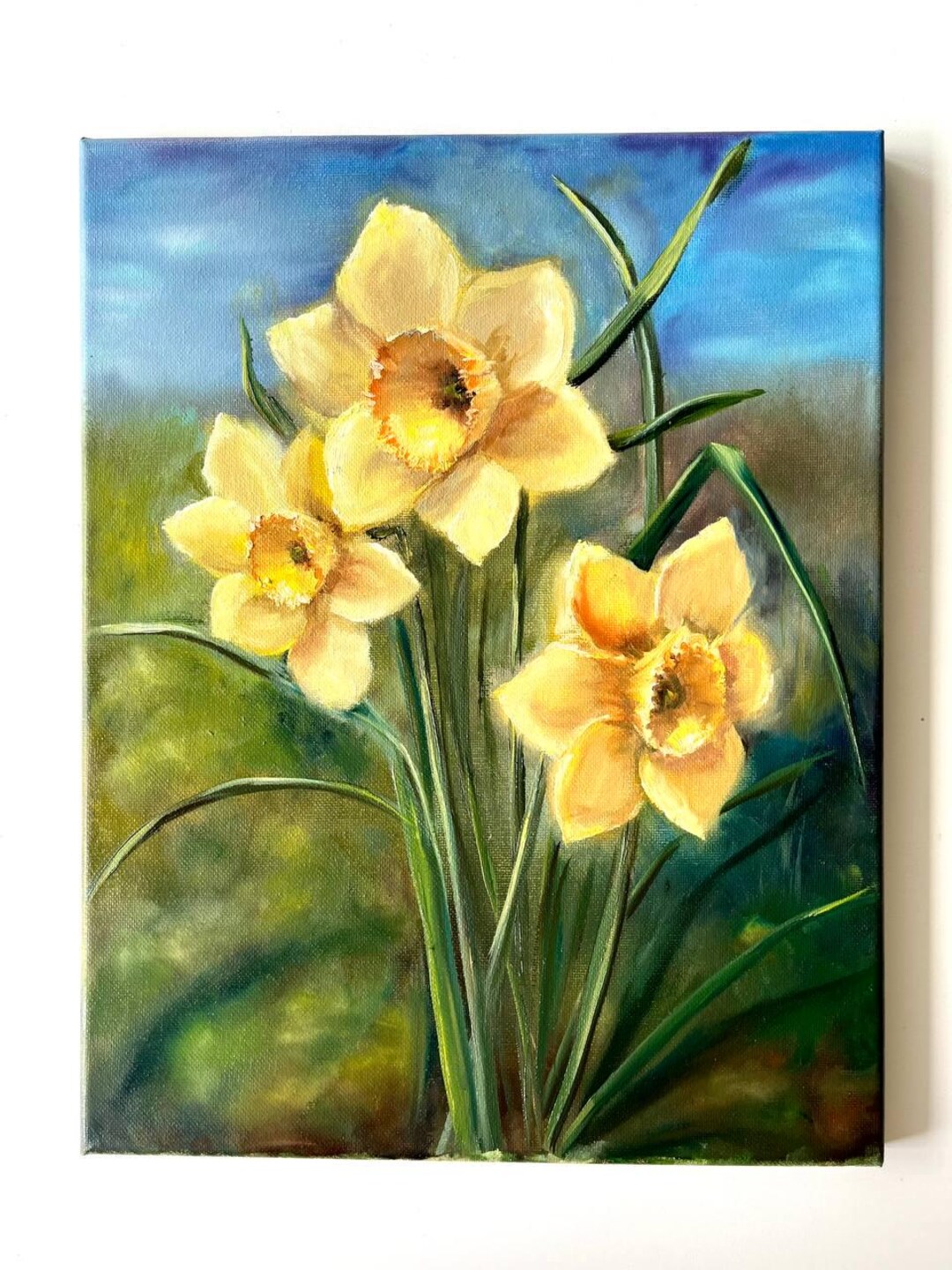 Daffodils Original Oil Painting on Canvas Narcissus Yellow Spring ...