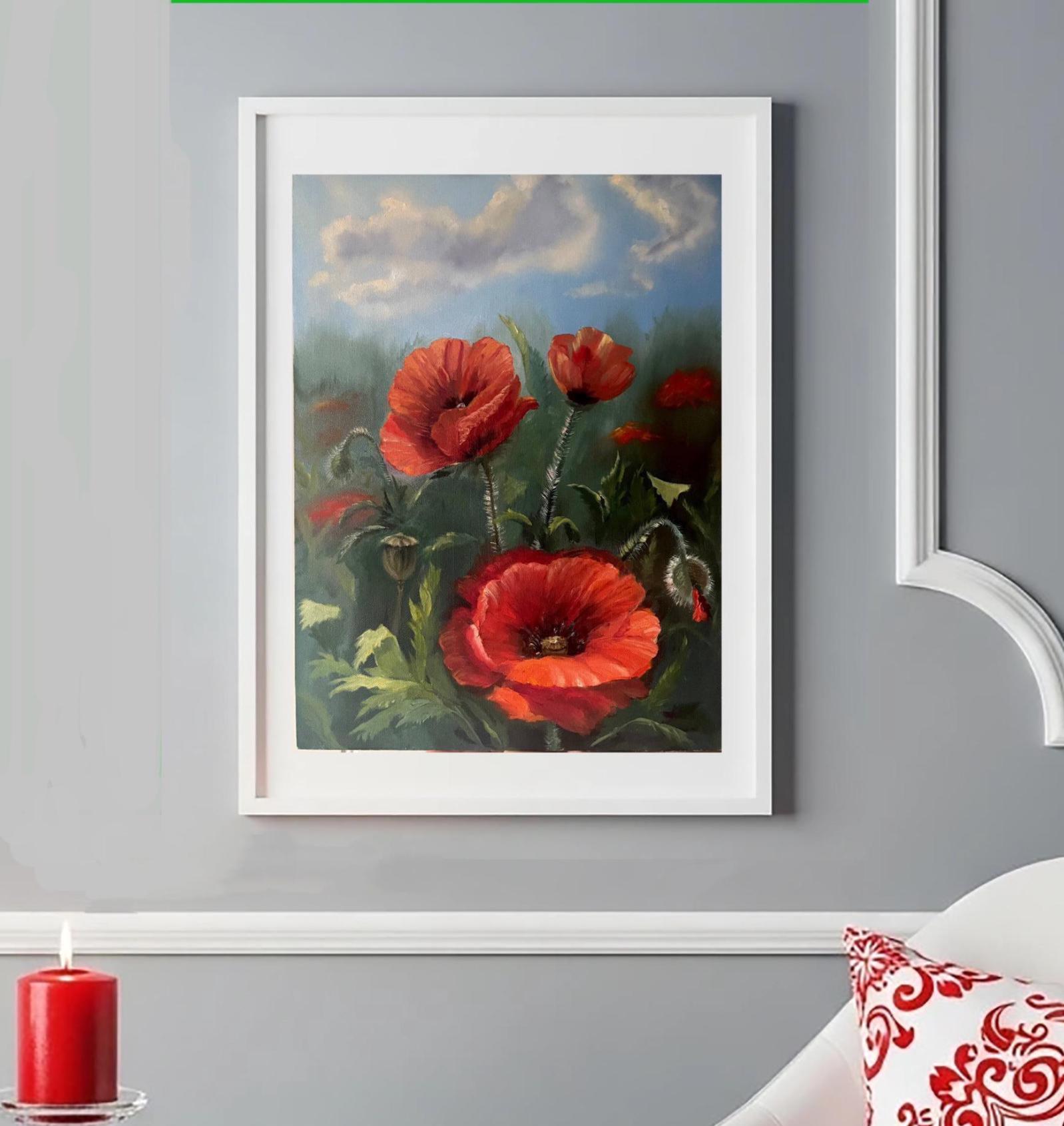 Poppy Flowers Original Oil Painting Fine Art 12X16 Inches Canvas - Etsy