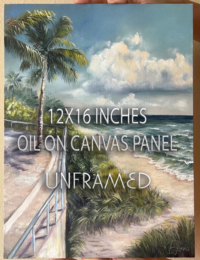Florida Original Oil Painting Palm Beach Coast Seascape Hand-painted on ...