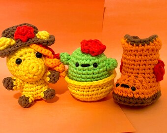 Crochet Amigurumi Cute Wild West 3 Pattern Bundle PDF download Beginner Simple Easy Fun Cactus Horse Cowboy Hat Boot