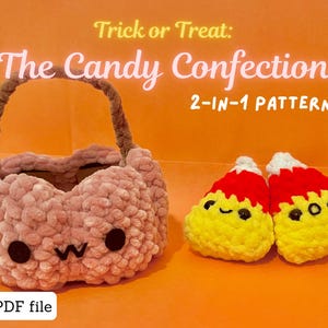 Crochet Amigurumi Halloween Pumpkin and Candy Corn Trick or Treat 2-in-1 Beginner Pattern PDF Download