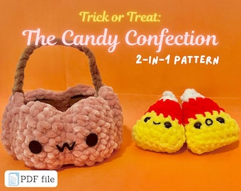 Crochet Amigurumi Halloween Pumpkin and Candy Corn Trick or Treat 2-in-1 Beginner Pattern PDF Download