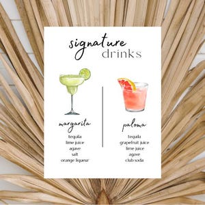 Signature Drink Zeichen, Signature Cocktail Zeichen, Hochzeit Drink Zeichen, Spezialität Cocktail Zeichen, Hochzeits-Cocktails, Hochzeit Bar Zeichen