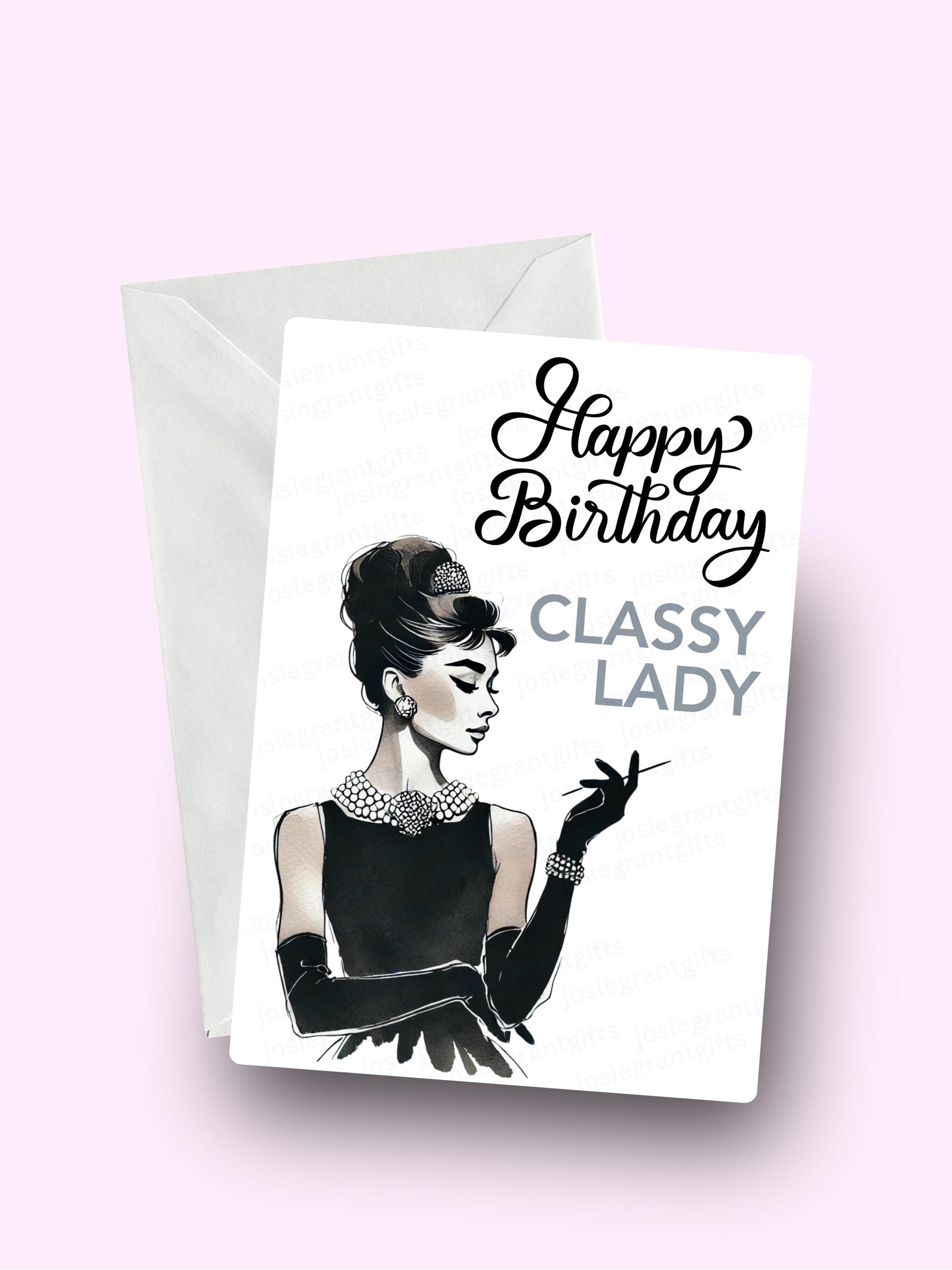 Elegant lady birthday card - Etsy België, image size:2250x3000