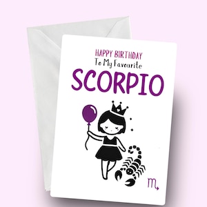 Alles Gute zum Geburtstag Skorpion Karte, Lieblings-Skorpion, Sternzeichen Geburtstagsgruß, Skorpion Mädchen, Skorpion, Karte für Sie, Astrologie Karte, Skorpion Geschenk