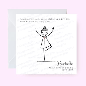 Carte personnalisée belle âme, carte sur le thème du yoga, carte de remerciement pour elle, carte pour les amateurs de yoga, carte belle âme, carte édifiante personnalisée