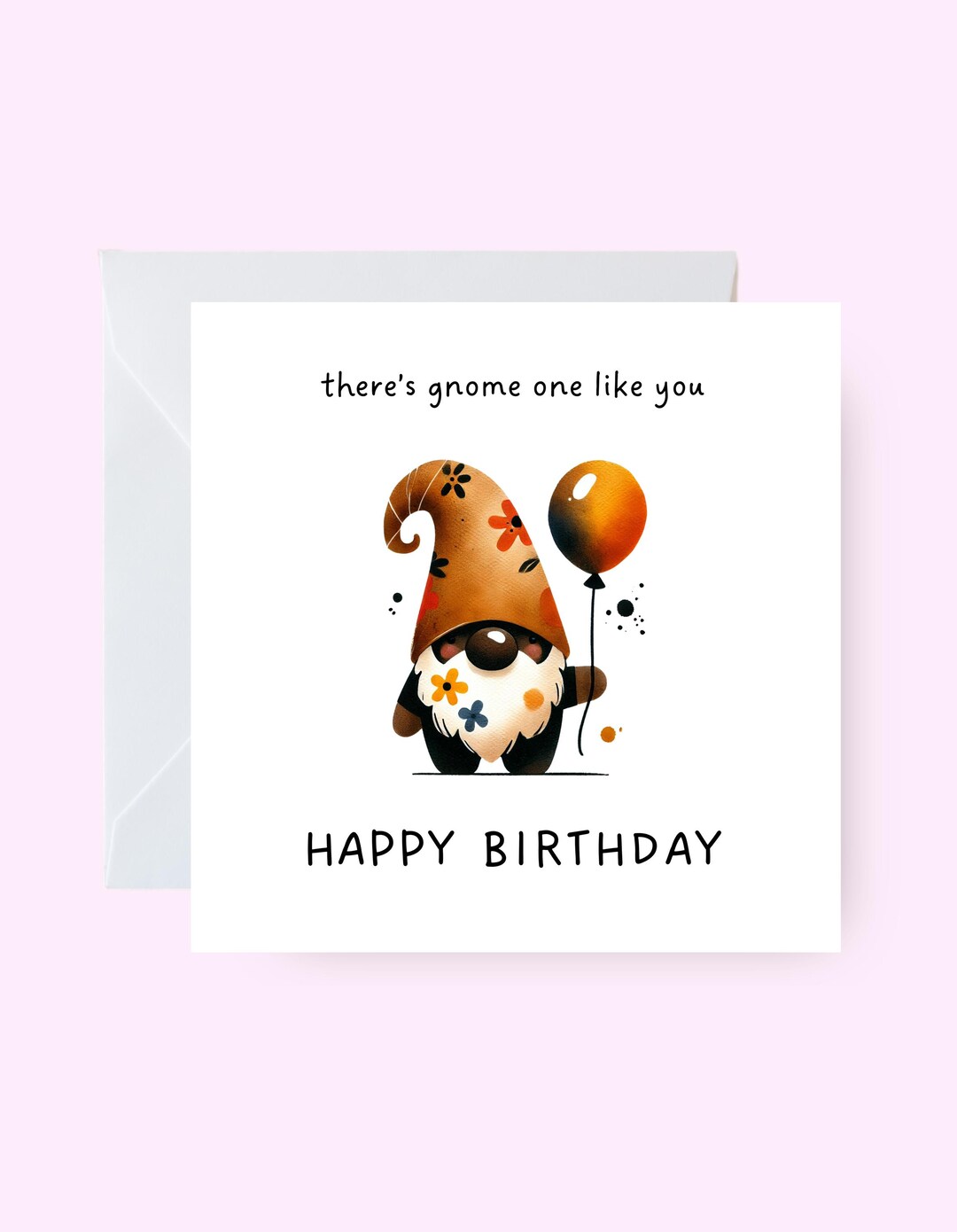 Happy Birthday Gnome Card, Gnome Themed Birthday Card, There's Gnome ...