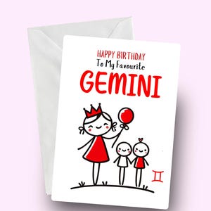 Alles Gute zum Geburtstag Zwilling Karte, Lieblings Gemini, Sternzeichen Geburtstagsgruß, Gemini Mädchen, Zwilling Zwillinge, Karte für Sie, Astrologie Karte, Zwilling Geschenk