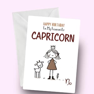 Gelukkige verjaardag Steenbok-kaart, favoriete Steenbok, dierenriem verjaardagsgroet, Steenbok meisje, kaart voor haar, astrologiekaart, Steenbok cadeau