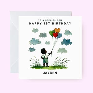 Carte d'anniversaire de fils personnalisée, carte de fils de joyeux anniversaire personnalisée, carte de garçon noir, carte spéciale de fils, carte d'anniversaire ethnique, carte de fils