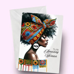 Carte femme incroyable, carte pour femme noire, anniversaire stimulant, magie fille noire, carte afrocentrique élégante pour elle, carte mélanine, carte Afrique