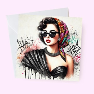 Fabuleuse carte d'anniversaire mode, carte d'anniversaire fille, carte femme glamour, carte de voeux mode femme, carte fashionista, glamour, carte pour elle