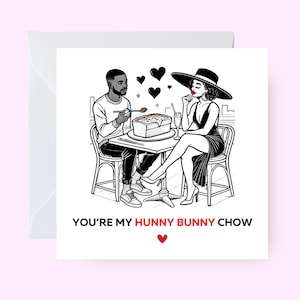 Biglietto Hunny Bunny Chow, biglietto per coppia nera, biglietto a tema sudafricano, amore nero, Bunny Chow, biglietto romantico per buongustai, biglietto d'amore etnico