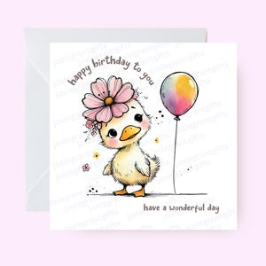 Carte de joyeux anniversaire, jolie carte d'anniversaire de canard, carte d'anniversaire ludique pour ami fils fille nièce neveu carte de canard pour anniversaire