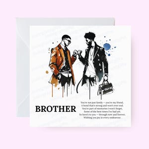 Tarjeta de vínculo fraternal, Hermanos afro-negros, Tarjeta de hermano para hombres negros, Tarjeta de agradecimiento familiar, Tarjeta de hermano, Tarjeta para él, Melanina