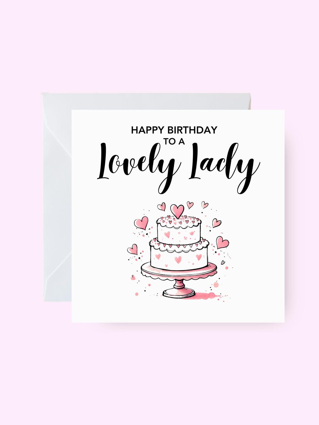 Happy Birthday Lovely Lady Card, Cake Themed Birthday Card for Her ...