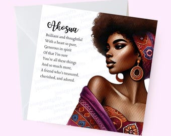 Carte personnalisée femme noire, afrocentrique, appréciation d'un ami, magie noire, carte pour femme noire, carte amie personnalisée, meilleure amie