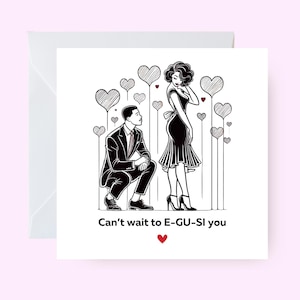 Carte J'ai hâte de E-Gu-Si You, carte pour couple noir, carte de voeux romantique nigériane, carte humour amour, carte sur le thème du Nigéria, Saint-Valentin