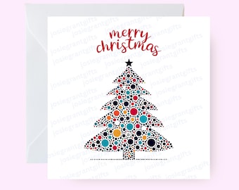 Merry Christmas | Merry Christmas card for him her | Christmas Tree Card | Elegant Festive  Card | Xmas Card | Cute Tree Festive Card Friend